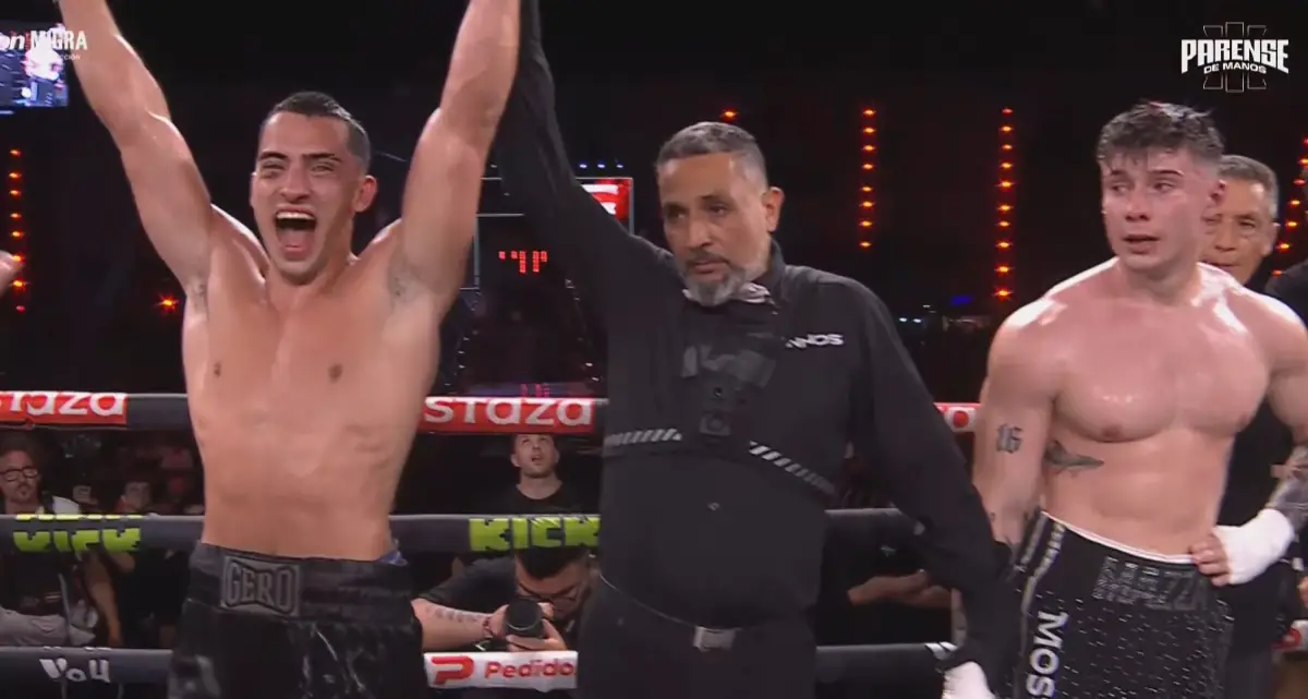 FESTEJO. Gero Arías celebra el triunfo ante Tomás Mazza en Párense de Manos III: