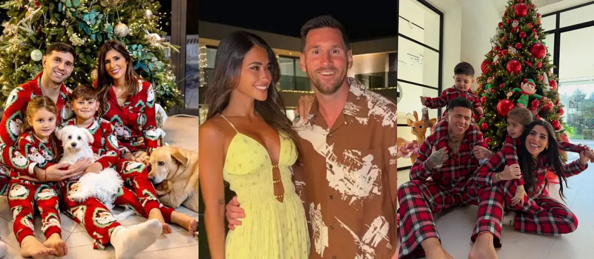 FESTEJOS. Postales familiares, árboles iluminados y celebraciones íntimas marcaron la Navidad de los jugadores de la Selección Argentina, que aprovecharon el parate para recargar energías junto a los suyos.