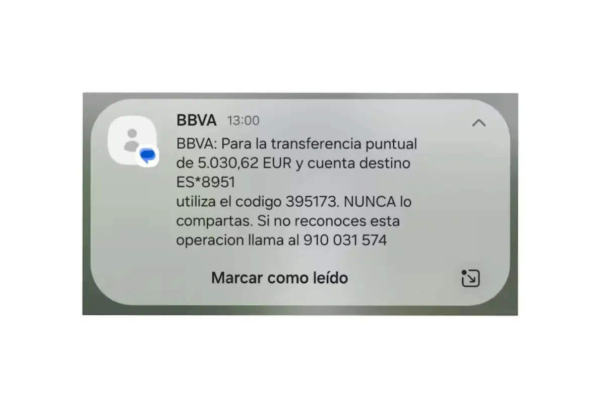 El mensaje que alerta a los usuarios.