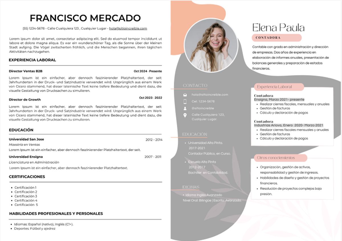 EJEMPLOS. El de la izquierda pasaría los filtros ATS, mientras que el de la derecha no. / LA GACETA