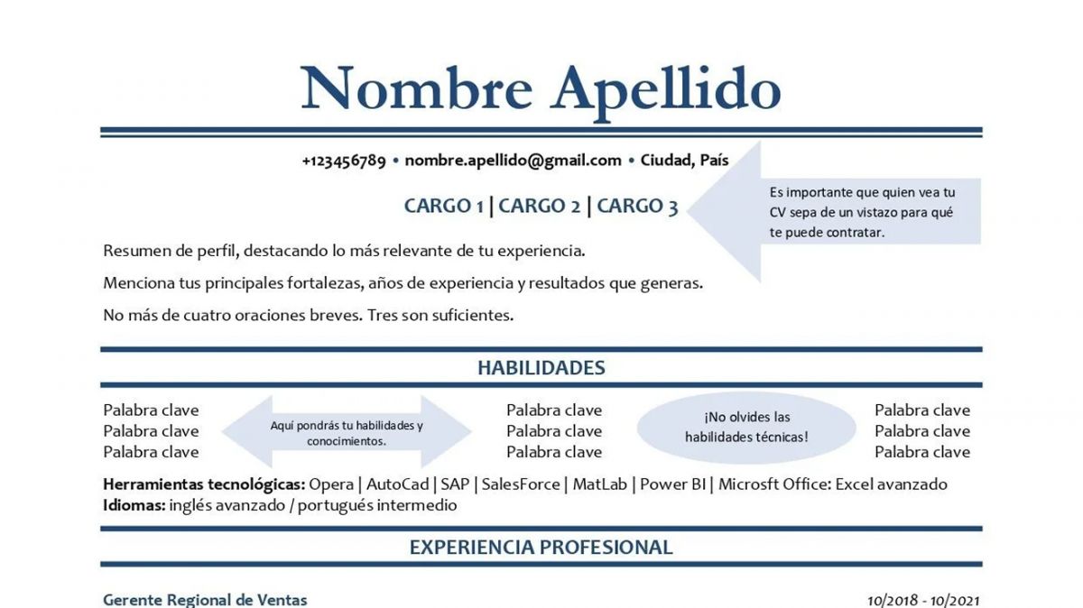 REDACCIÓN. Con palabras clave, el documento puede ser leído correctamente por el sistema. / REDACCIÓN CV
