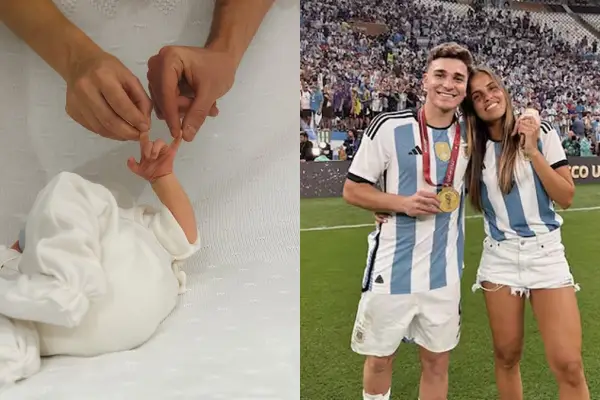 La foto que confirmó la noticia: nació Amadeo, el hijo de Julián Álvarez y Emilia Ferrero