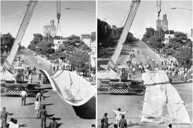 Recuerdos fotográficos: falló un cable y el puente quedó hecho pedazos en plena avenida Mate de Luna
