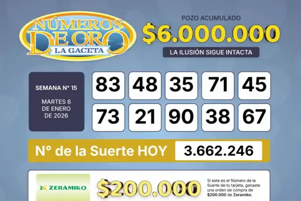 Los Números de Oro de LA GACETA del martes 6 de enero de 2026