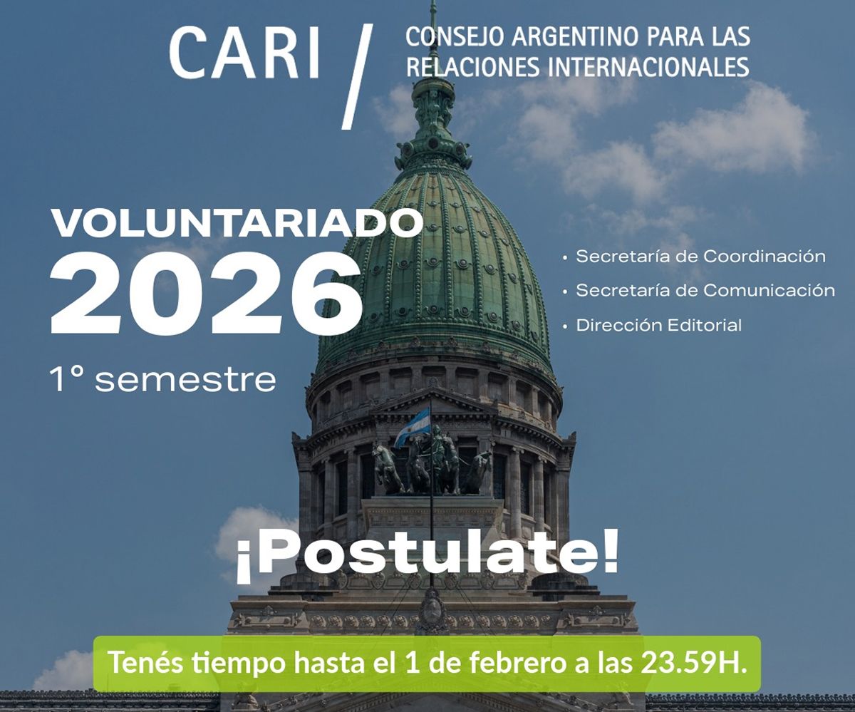 CONVOCATORIA. El Consejo Argentino para las Relaciones Internacionales (CARI) abrió la convocatoria para su Programa de Voluntariado 2026.