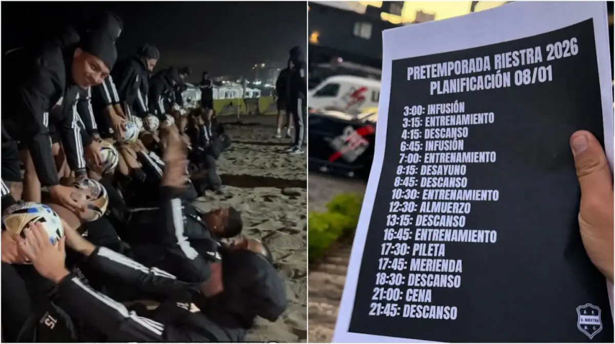 La exigente pretemporada de Deportivo Riestra en la playa que terminó con un jugador descompuesto