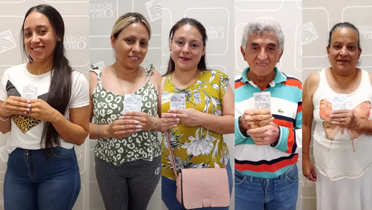 LAS GANADORAS. Lucila Centeno, Valeria Martínez, Adriana Nieva, Vicente Paz y Albina Gerónimo.