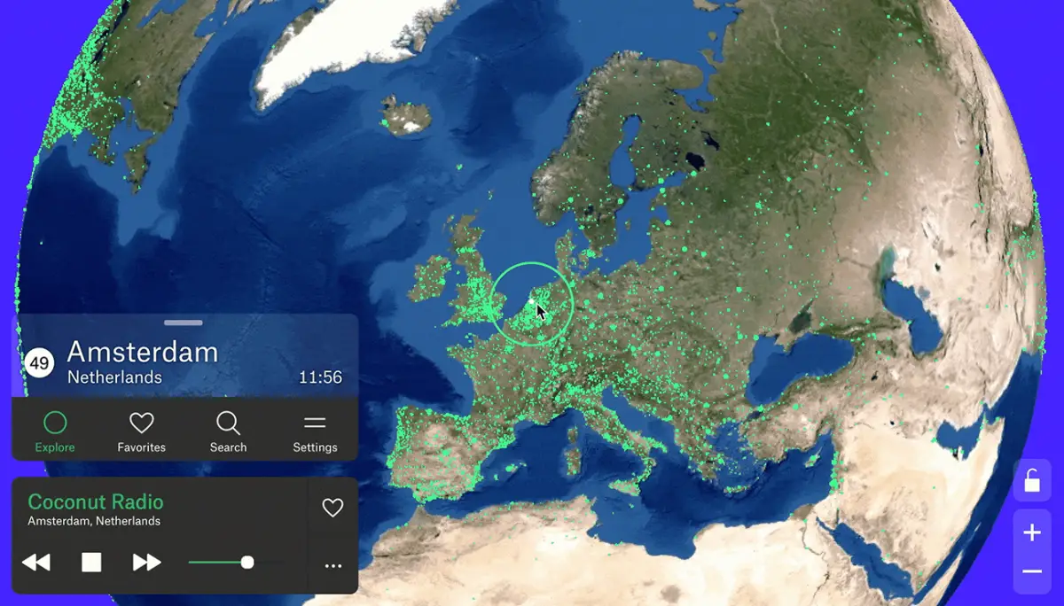 RADIO GARDEN. Permite escuchar radios de todo el mundo en tiempo real, desde una interfaz minimalista. / RG