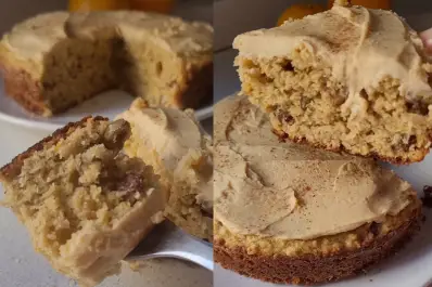 Torta matera de naranja con avena y nueces: casera, esponjosa y sin harinas