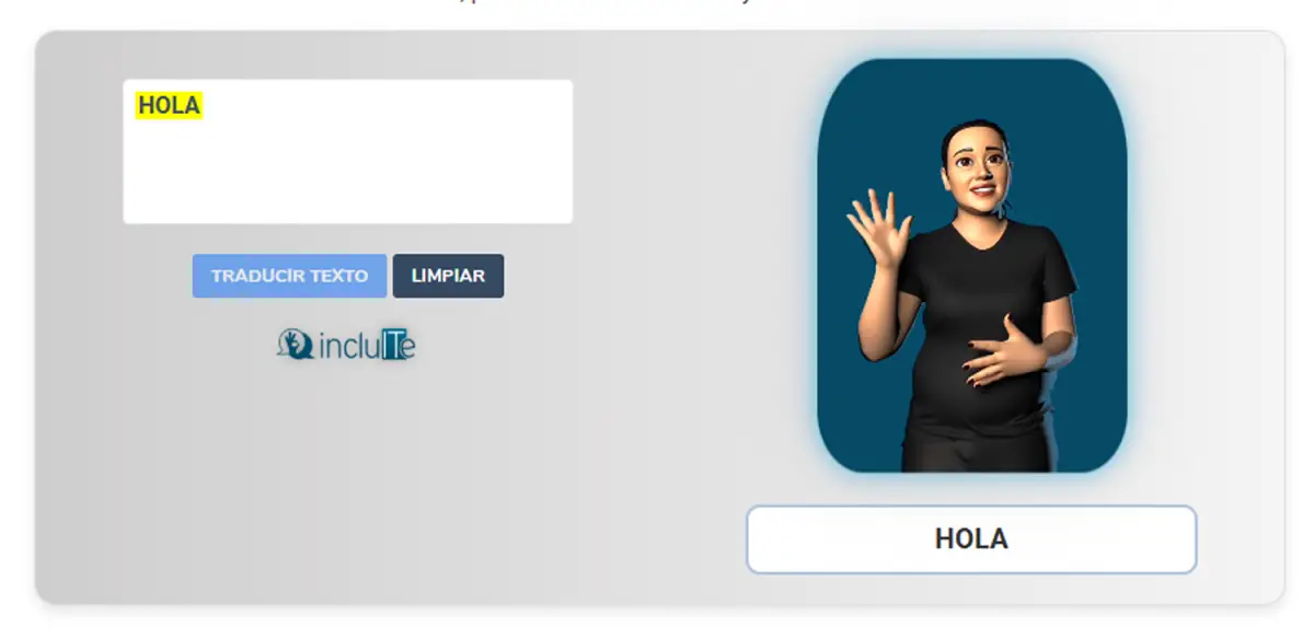 HERRAMIENTA INCLUSIVA. La plataforma permite actualmente traducir texto a Lengua de Señas Argentina en tiempo real y está en desarrollo la función de traducción de voz. / CAPTURA DE PANTALLA