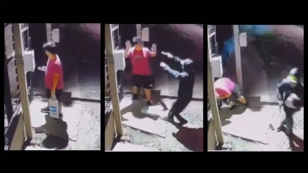 SECUENCIA. El ataque a Joaquín Rodrigo Ibarra fue registrado por una cámara de seguridad.