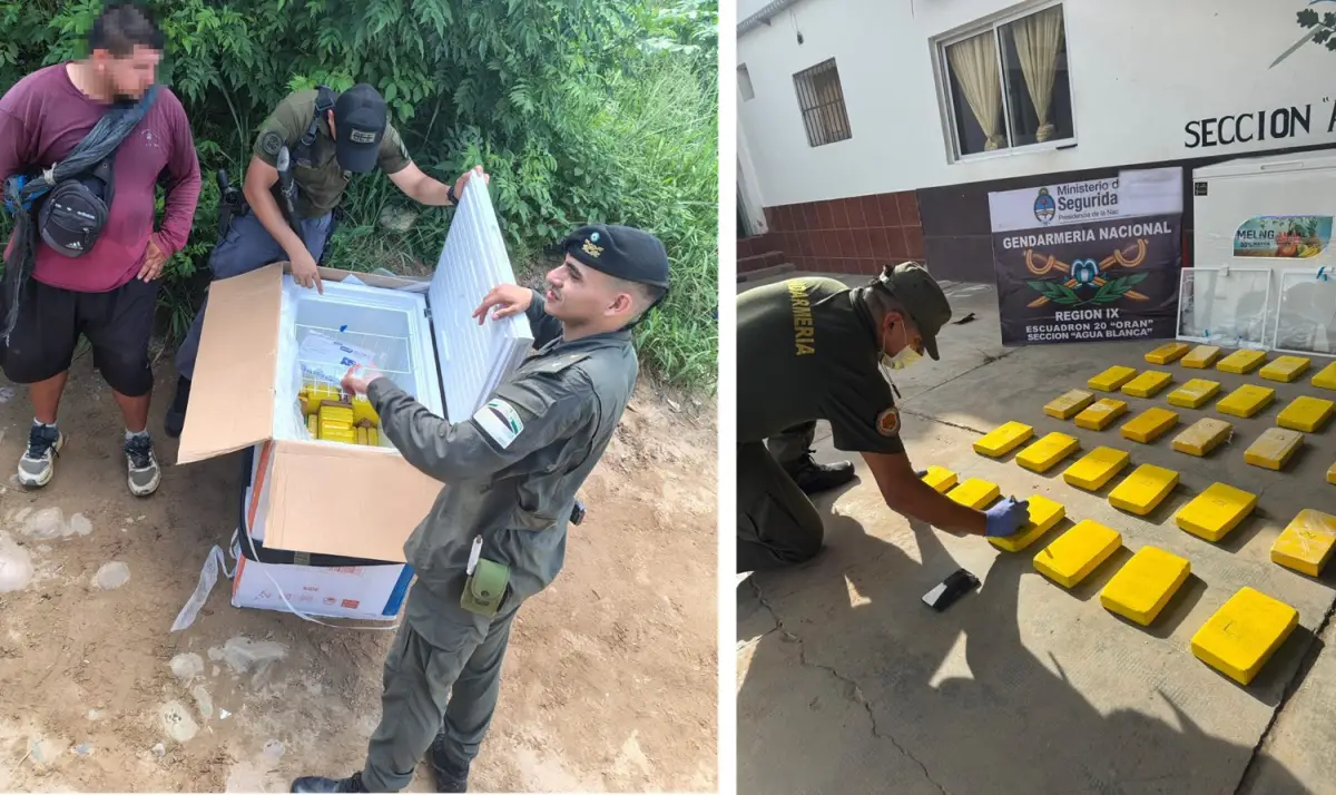Detienen a un hombre que intentaba ingresar al país cargando un freezer sobre su espalda con 31 kilos de cocaína