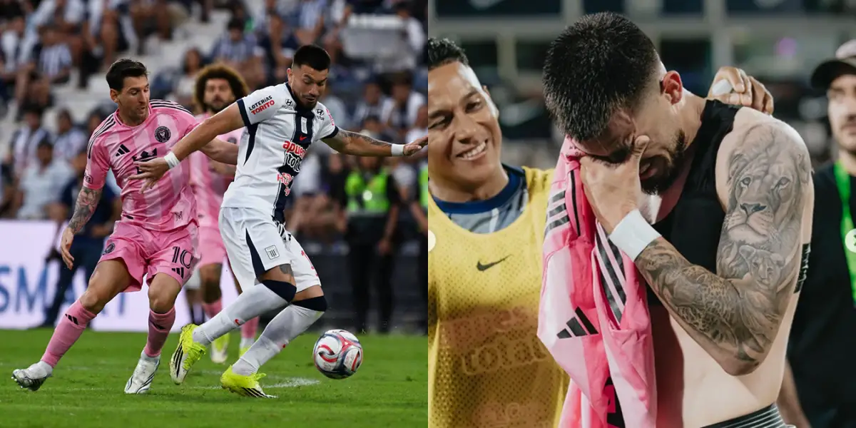 SUEÑO CUMPLIDO. Alan Cantero no pudo contener la emoción tras intercambiar camisetas y abrazarse con Lionel Messi en Lima.