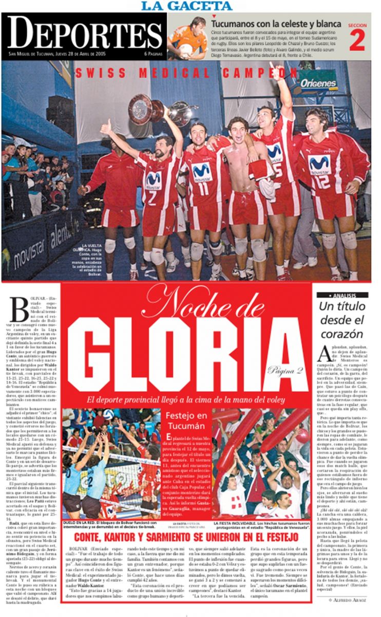 EL DIARIO. El 28 de abril de 2005 esta fue la tapa de Deportes en LA GACETA.