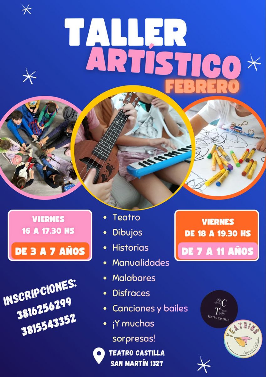TALLER. Teatrino y Teatro Castilla se unen nuevamente para crear un espacio de juego, arte y creatividad pensado especialmente para las infancias.