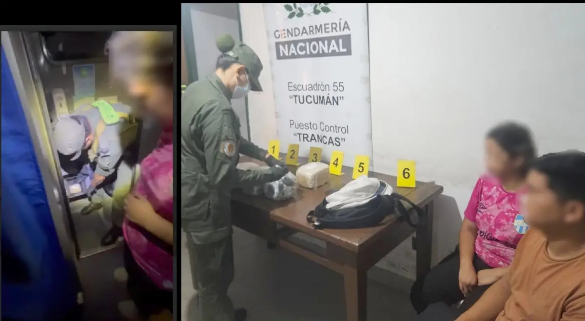 Trancas: pasajera intentó ocultar tres kilos de marihuana dentro de una mochila y en el cesto de basura de un micro