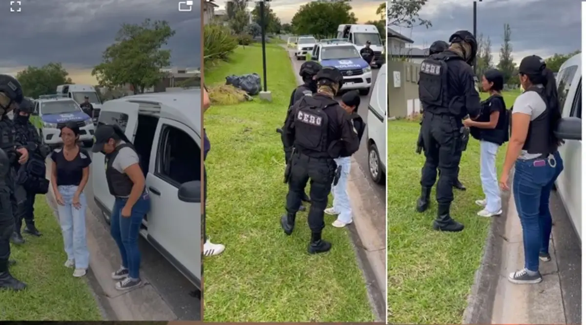 EN UN COUNTRY. Efectivos del Grupo Cero colocan elementos de protección a la acusada Justina Gordillo.