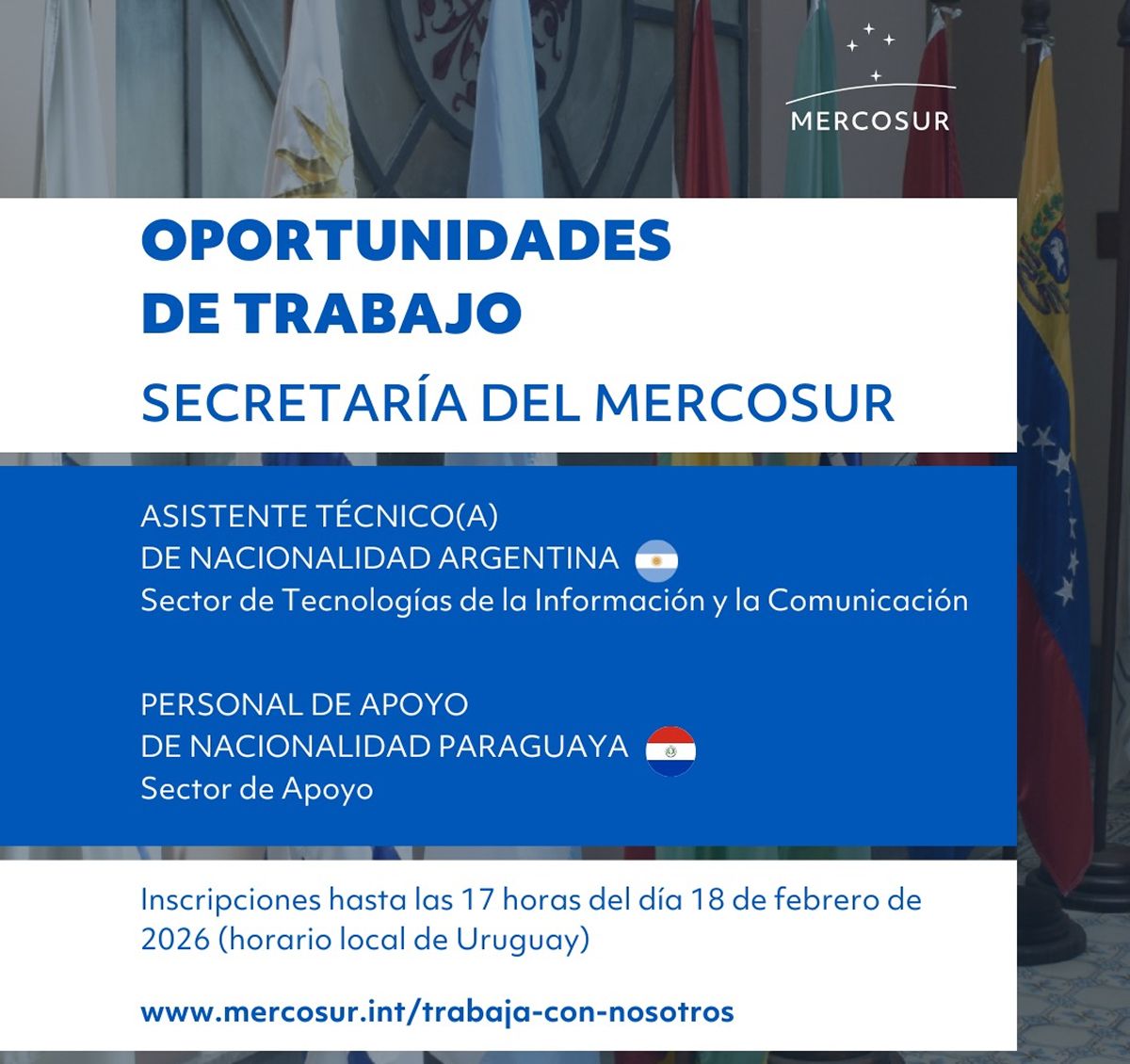 CONVOCATORIA. El Mercosur busca un asistente técnico argentino para su área de tecnologías de la información.