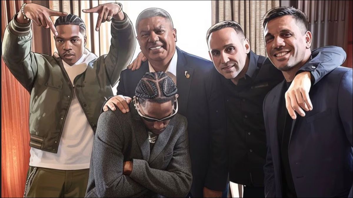 ESPECTÁCULO. El dirigente se mostró junto a Travis Scott y Lil Baby en una de las postales que más repercusión generó.