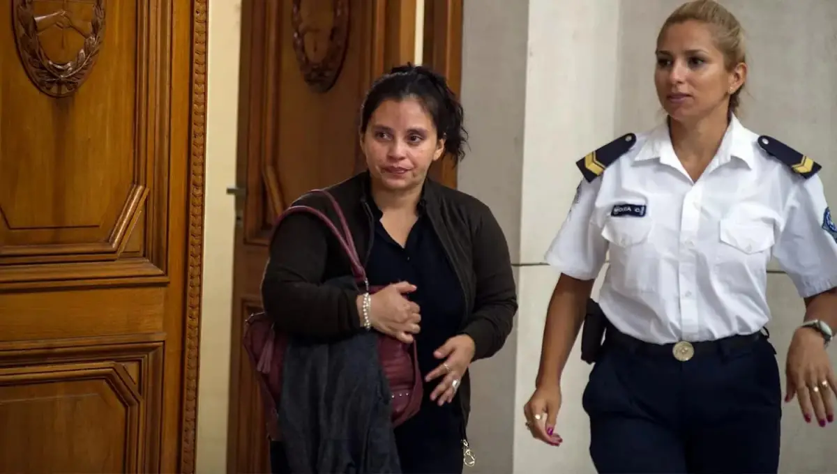 Mercado durante el juicio de 2018. Hoy asistió a la audiencia vía zoom desde su casa en Aguaray, Salta.