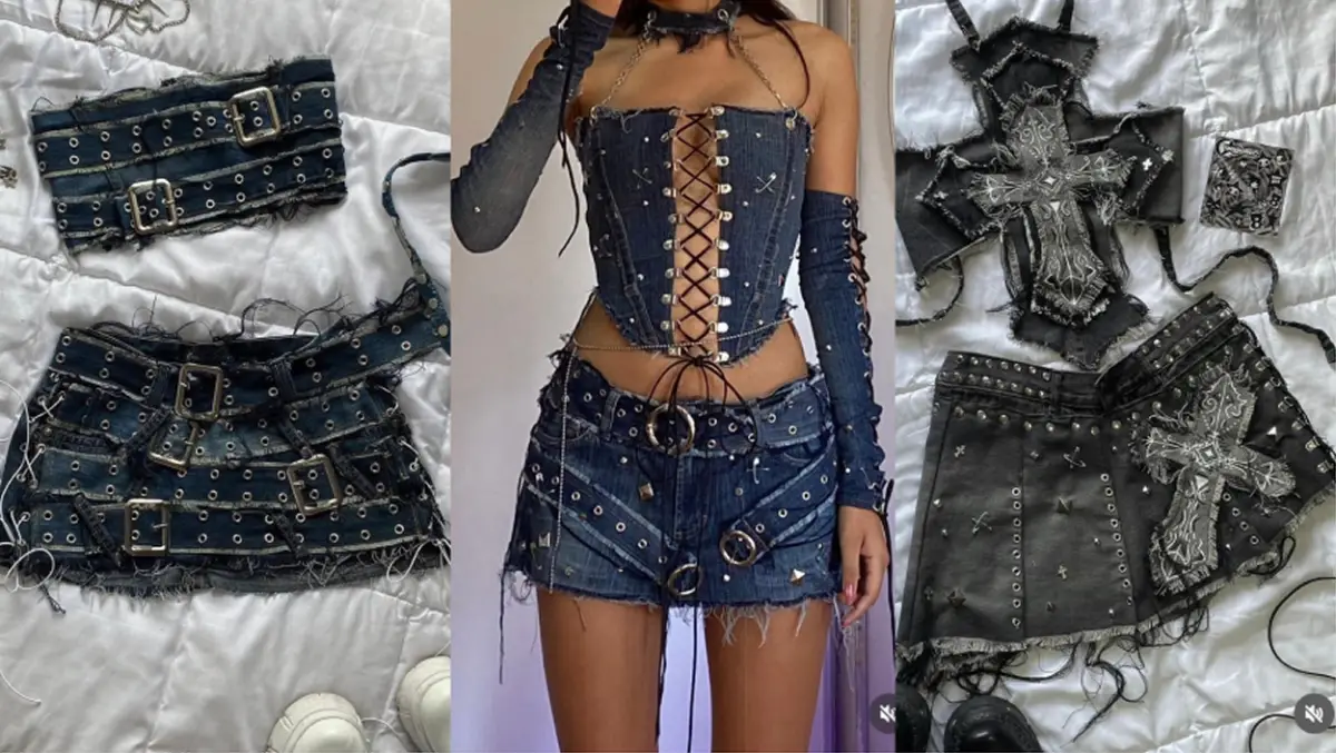 SUS DISEÑOS. Su primer y segundo set más viral; y el que les robaron en Aliexpress. / INSTAGRAM @angelicgirlshop