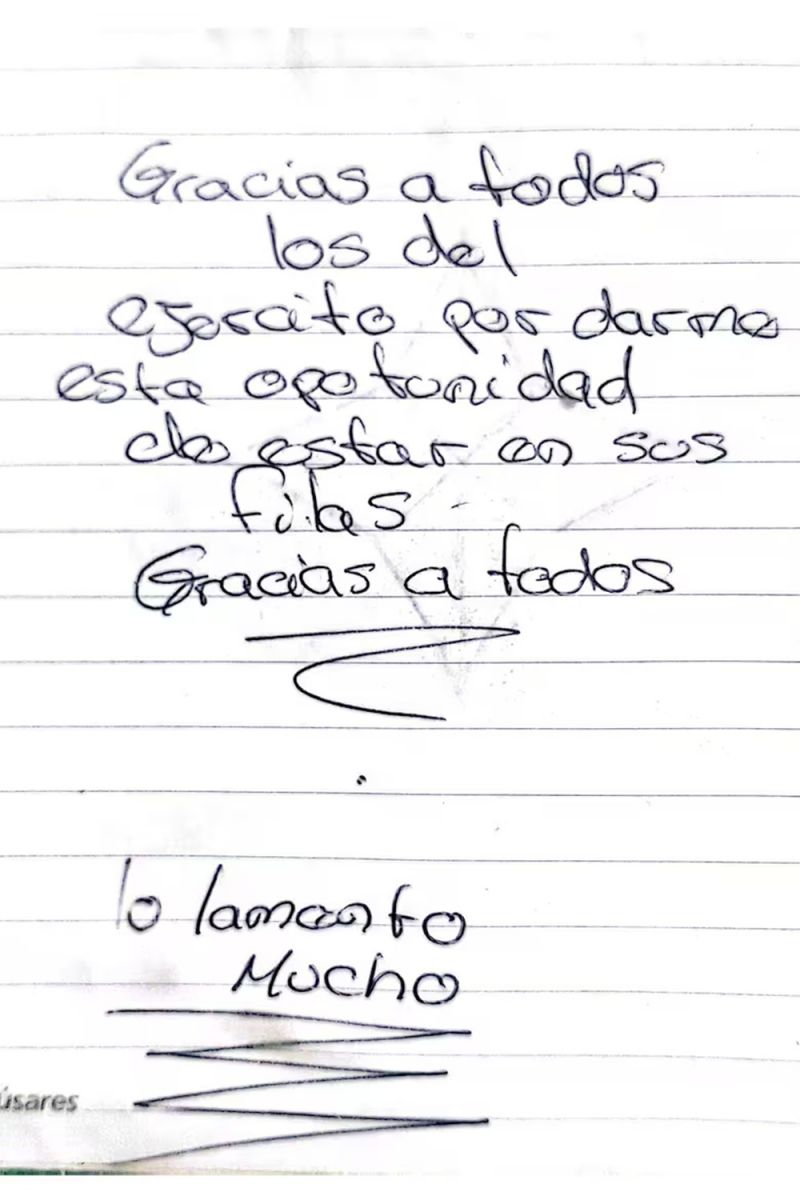 “No quiero ser una carga”: la carta final del soldado extorsionado que se suicidó en Olivos