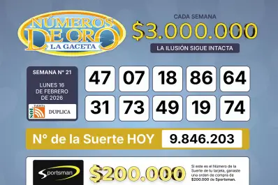 Los Números de Oro de LA GACETA del 16 de febrero de 2026
