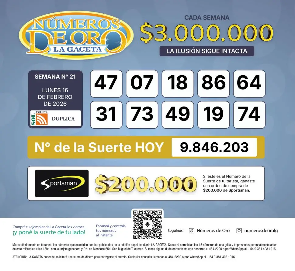 Los Números de Oro de LA GACETA