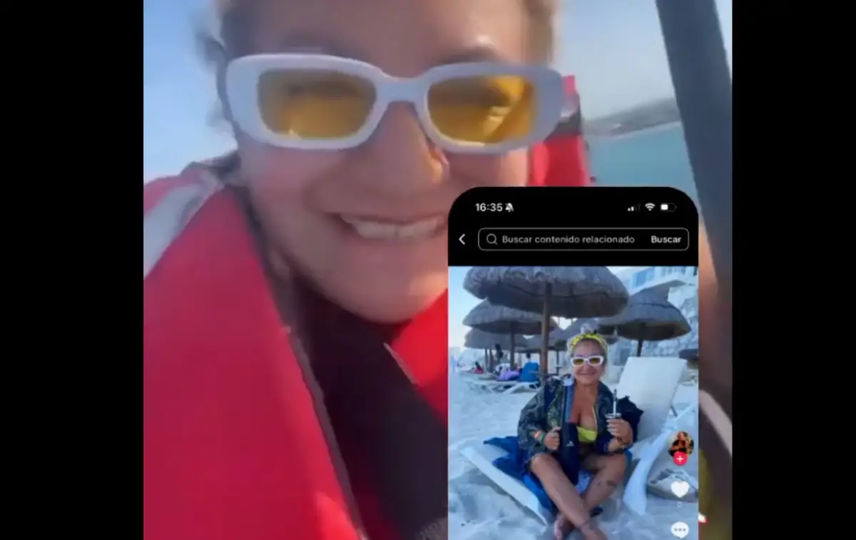 La ex titular de Turismo Social de Misiones cerró la grabación dando vuelta el teléfono y mostrando, desde el aire, el paisaje que estaba observando. Se veían torres de hoteles y playas paradisíacas de uno de los destinos favoritos de los argentinos en el Caribe.