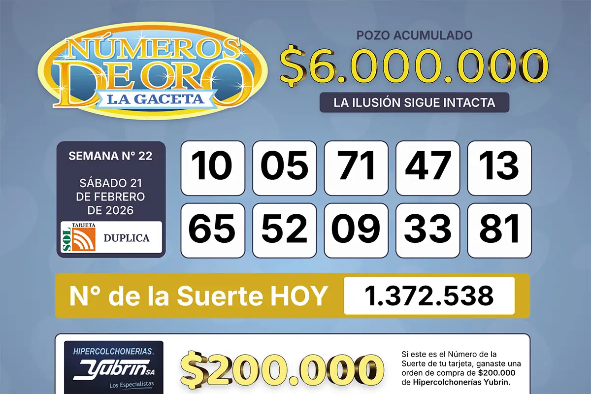 Los Números de Oro de LA GACETA del 21 de febrero de 2026