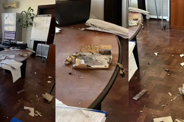 Así quedó la oficina donde explotó la carta bomba en la Escuela Superior de Gendarmería