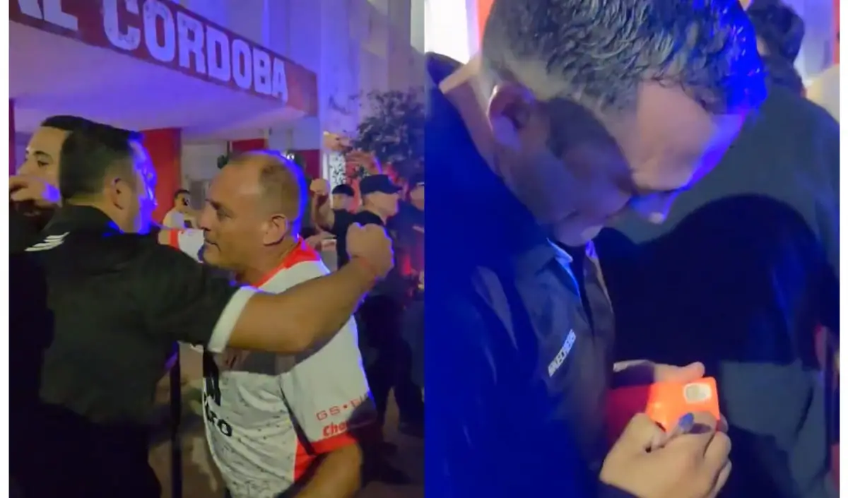 FELIZ. Espinoza repartió autógrafos y abrazos a la salida de la cancha de Instituto tras el partido entre la Gloria y Atlético Tucumán.