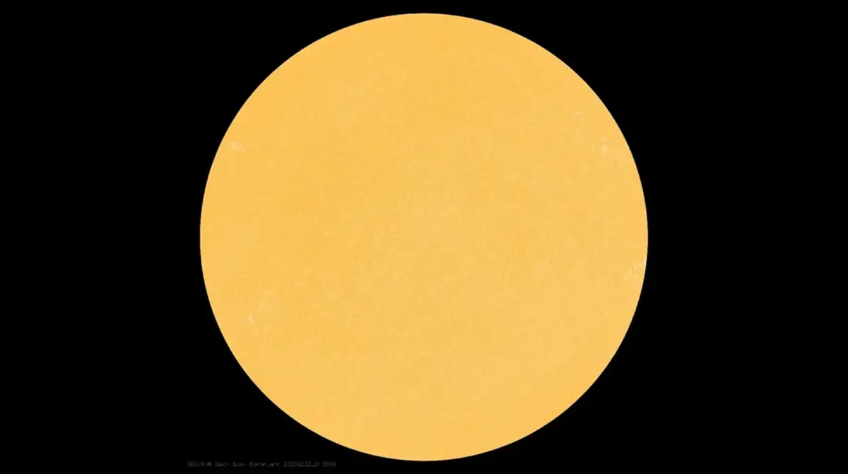 Un sol sin manchas visto el 22 de febrero de 2026 por el Observatorio de Dinámica Solar (SDO) de la NASA. (Imagen: Space.com/ NASA/SDO y los equipos científicos AIA, EVE y HMI)