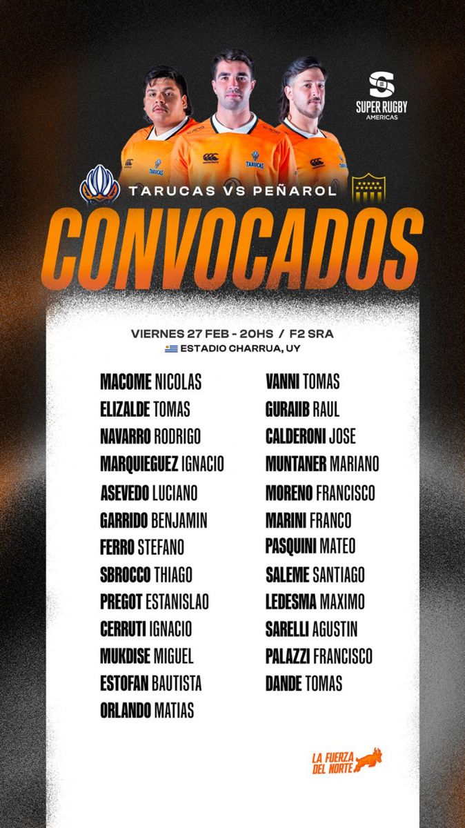 Tarucas confirmó los convocados para visitar a Peñarol en Montevideo