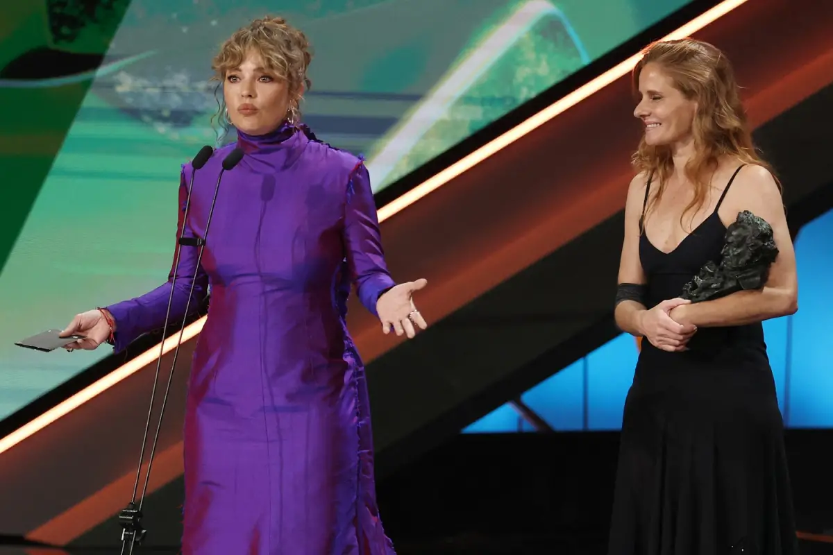 EN LOS GOYA. Dolores Fonzi apuntó contra Milei en su discurso. AFP