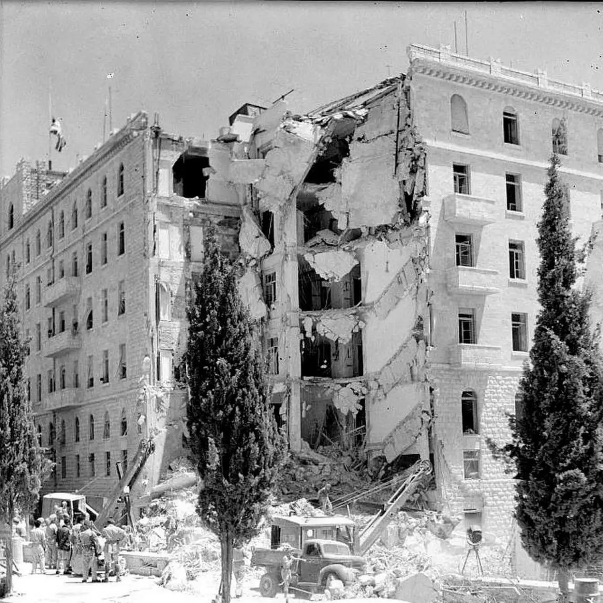 HOTEL REY DAVID. El edificio sufrió un atentado terrorista el 22 de julio de 1946; era sede de la administración civil británica en Jerusalén.