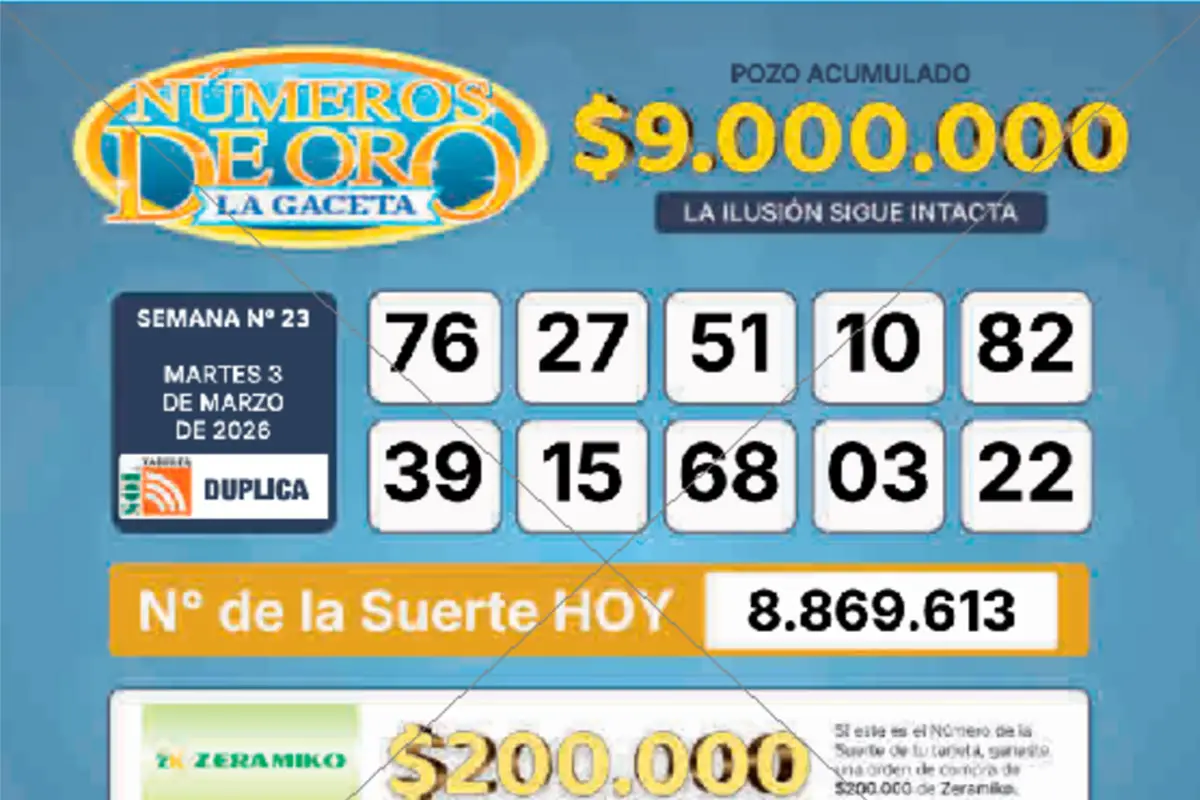 Los Números de Oro de LA GACETA del 3 de marzo de 2026