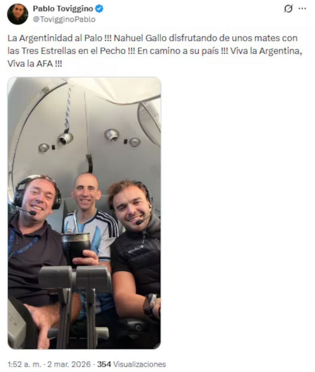 El gendarme Nahuel Gallo arribó esta madrugada a la Argentina, luego de haber estado 448 días preso en Venezuela