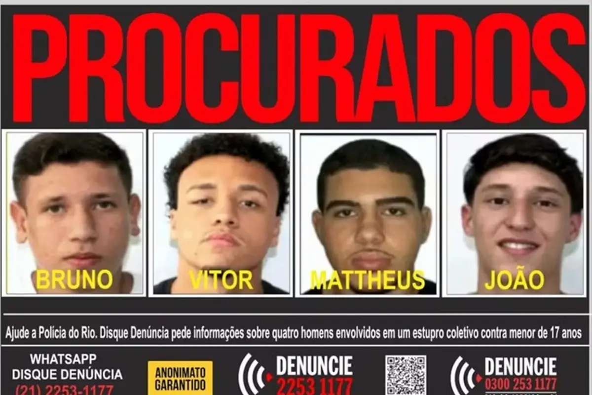 BUSCADOS. Los cuatro mayores de entre 18 y 19 años que están siendo buscados por la policía de Río de Janeiro. 
