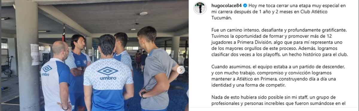 POSTEO. Colace le dedicó unas palabras a los hinchas del 