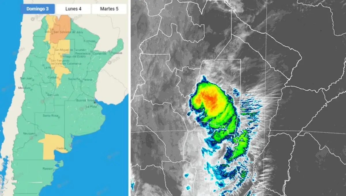 Alerta amarilla por tormentas en medio país, según el SMN