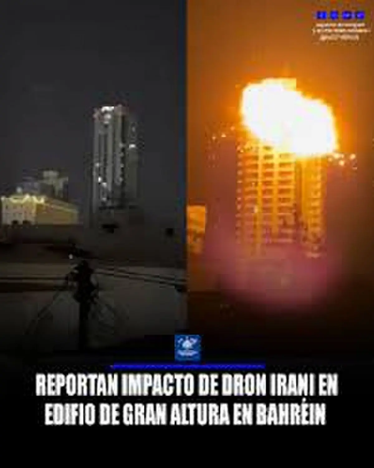 FALSO. El video del rascacielos en llamas en Barein fue creado con IA.