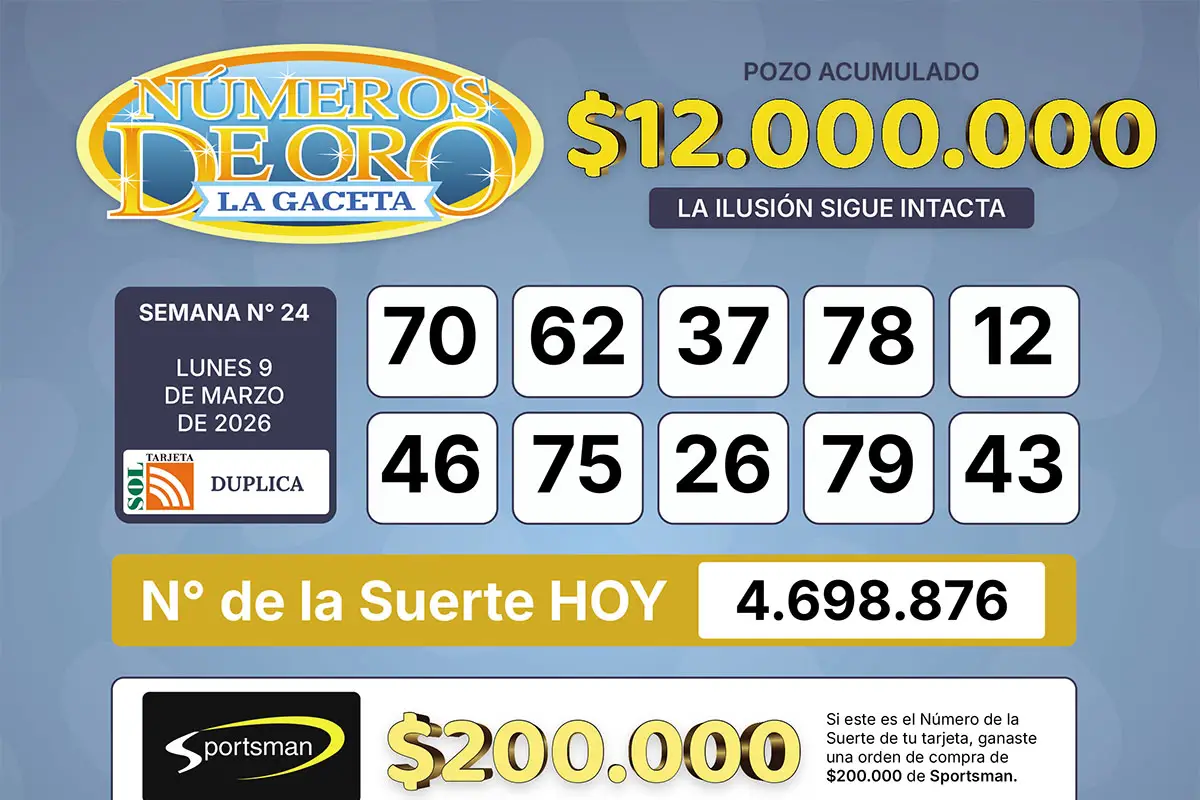 Los Números de Oro de LA GACETA del 9 de marzo de 2026
