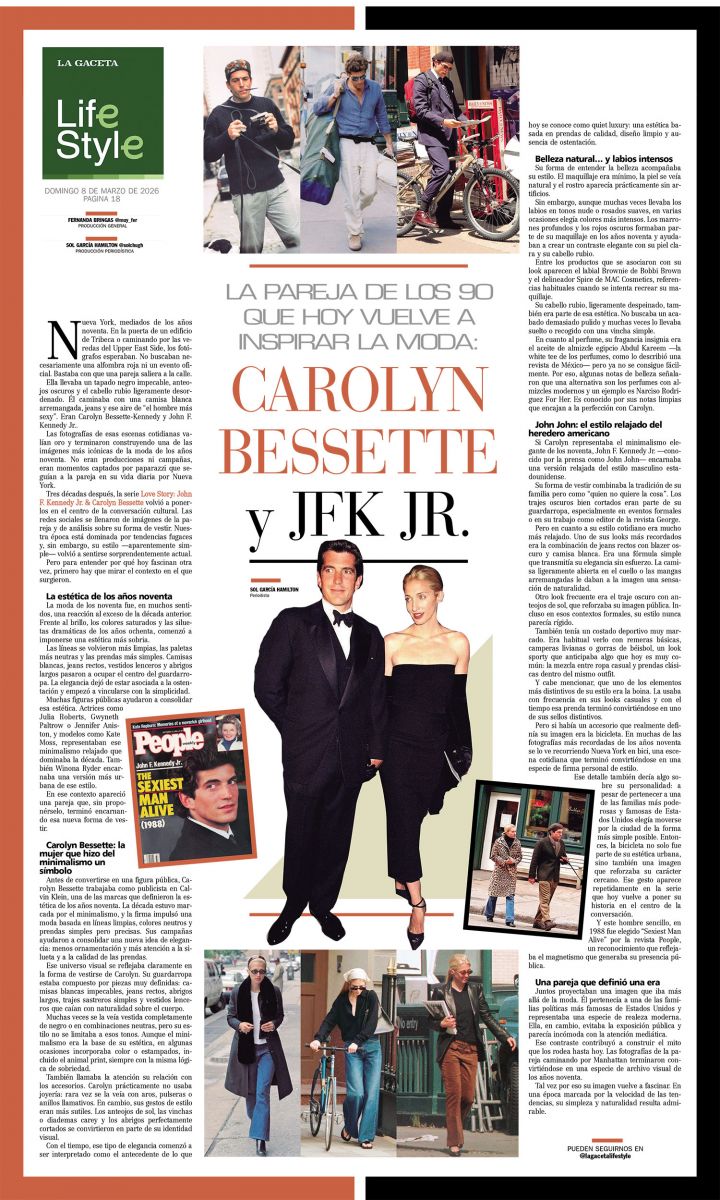 Carolyn Bessette y JFK Jr.: la pareja de los 90 que hoy vuelve a inspirar la moda: