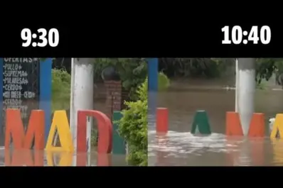 El agua sigue subiendo en La Madrid: las inquietantes imágenes del avance del caudal