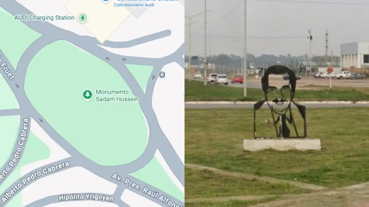 Google Maps confundió un monumento de Raúl Alfonsín con un homenaje a Saddam Hussein