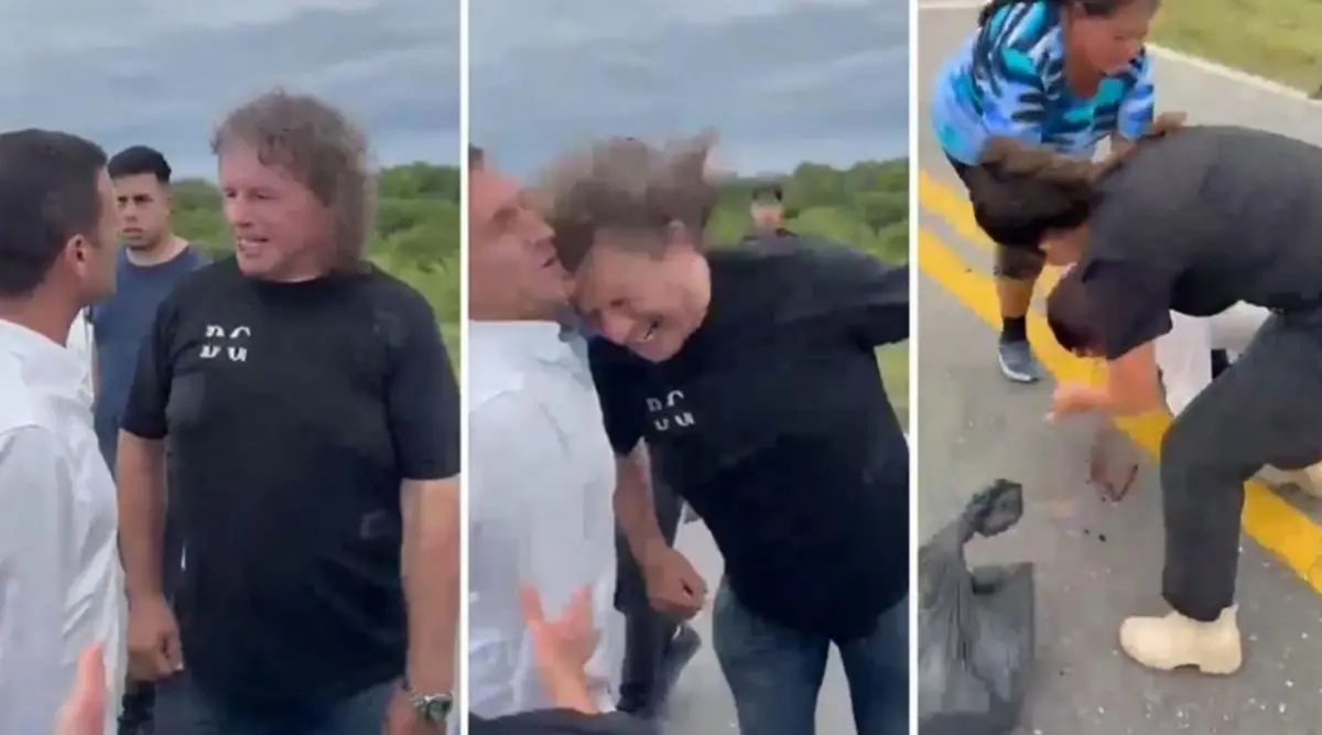 EN LA RUTA NACIONAL. Las imágenes de la agresión que sufrió Pelli en La Madrid se volvieron virales.