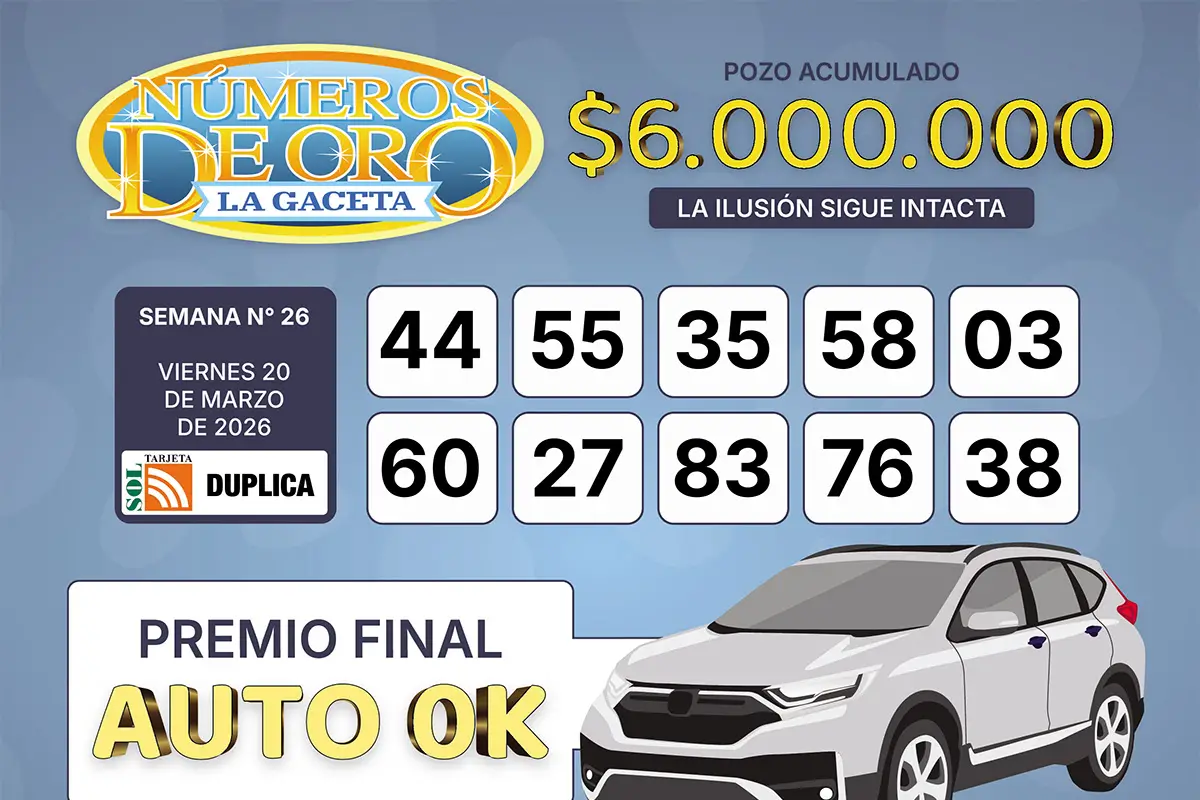 Los Números de Oro de LA GACETA del 20 de marzo de 2026