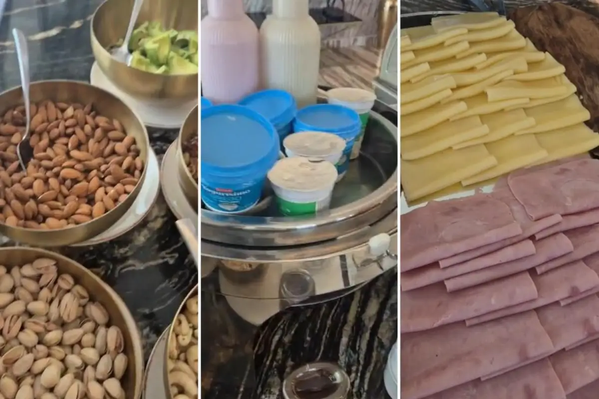 BUFFET. Frutos secos, lácteos y fiambres en el desayuno del plantel de San Martín en San Juan.