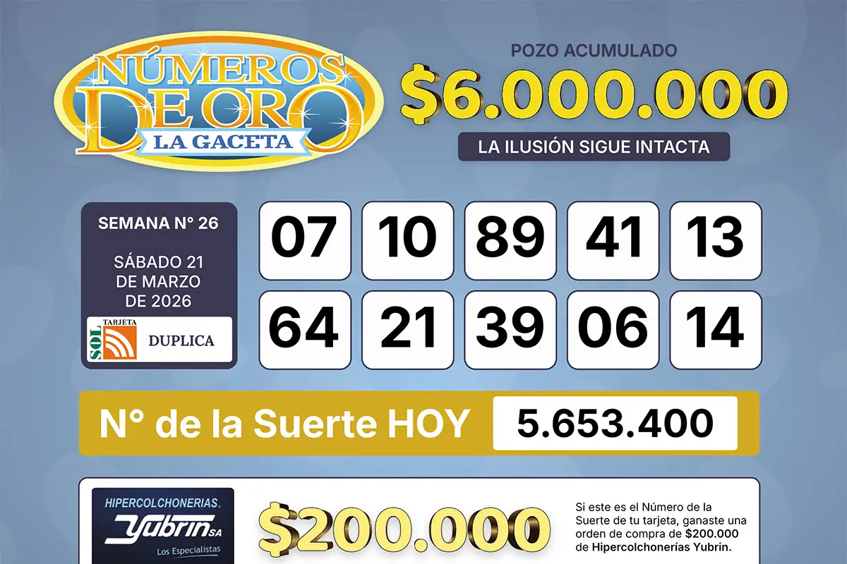 Los Números de Oro de LA GACETA del 21 de marzo de 2026